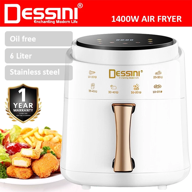 DESSINI AF-60 Electric Oven Convection Air Fryer Toaster Timer Oil Free Roaster Breakfast Machine Ketuhar (6L)